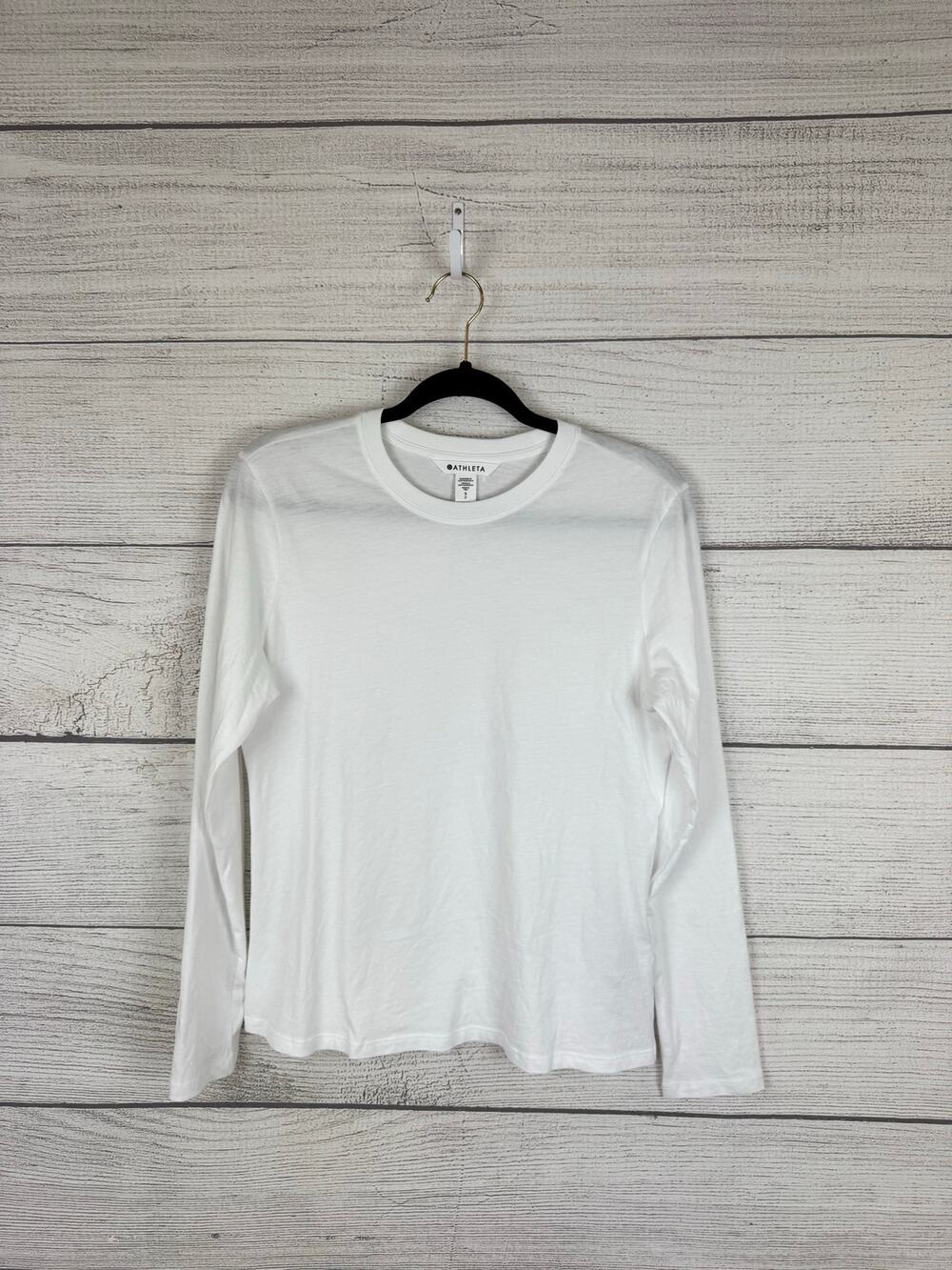 Athleta Women's Active White Favorite Cotton Classic Long Sleeve Tee Size Small